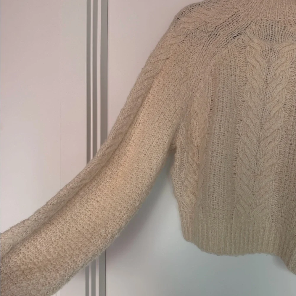 Aritzia Sunday Best Cream Cable Knit Cropped Sweater - Picture 7 of 7